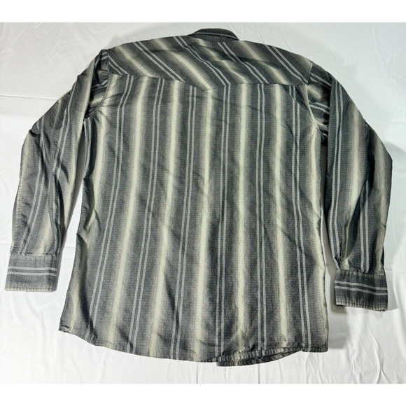 Larry Mahan Men's Long Sleeve Pearl Snap Gray Striped Dress Shirt - Size L - Picture 2 of 4